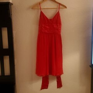 Maggie London vibrant pink silk dress